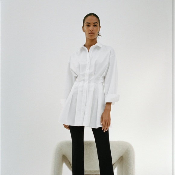 Zara Dresses & Skirts - ISO ZARA PLEATED LINEN DRESS SIZE SMALL